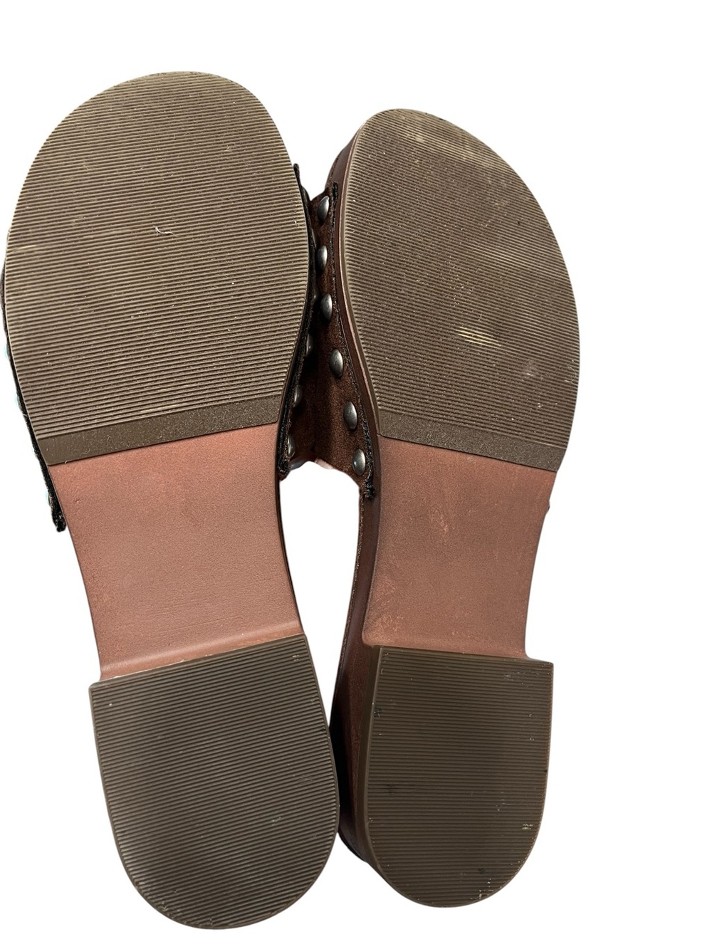 MIA Brown Faux Suede Sandals with Block Heel and Studded Detail - Size 7 - Picture 5 of 6